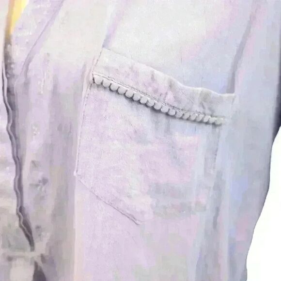 VINTAGE Democracy Blue Rolled Sleeve Pullover Shirt Size Medium - Picture 5 of 7